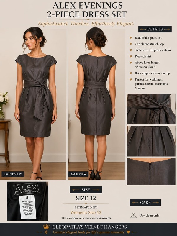 Alex Evenings 2-Piece Pleated Sash Dress Set