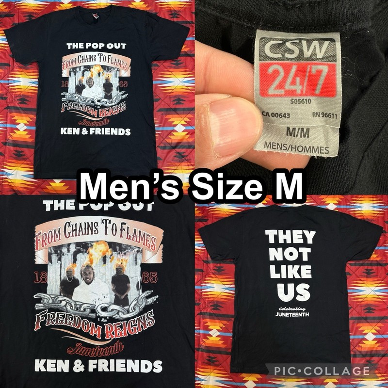 Kendrick Lamar They Not Like Us Black T-Shirt Men’s Size Medium The Pop Out