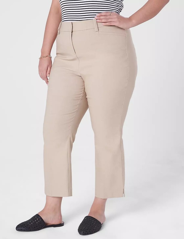 NWT Lane Bryant Khaki The 4-Season Slim Capri Pants Size 28 Cotton Blend Pockets