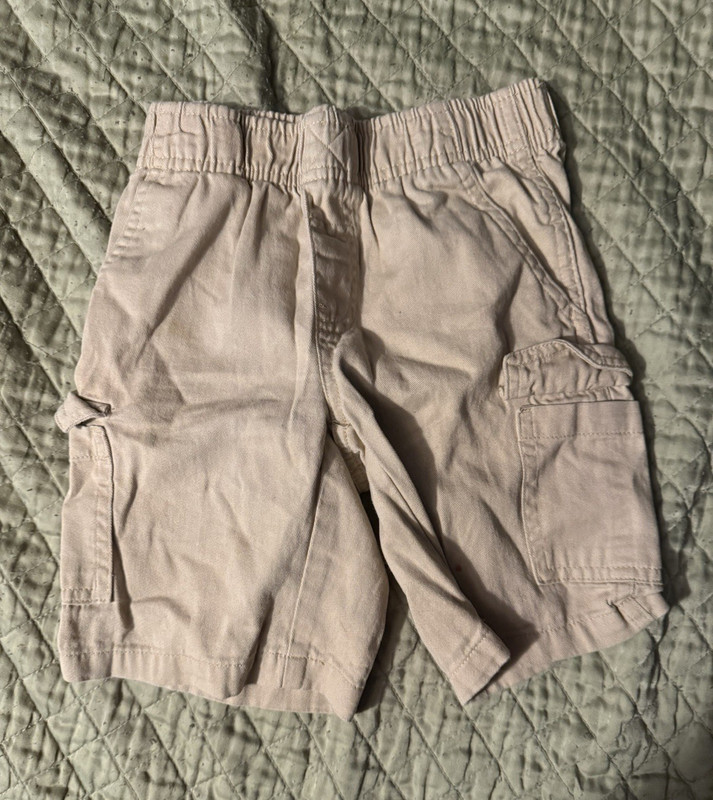 Wrangler Boys Beige Cargo Shorts Size 5 Cotton Twill Elastic Waist Pockets 2pk