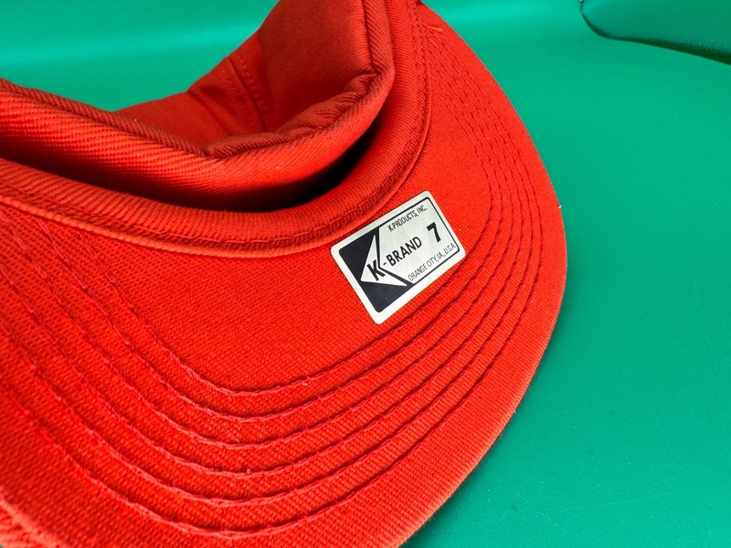 Vintage elephant brand K-Brand Trucker Patch Cap Hat (NEW, UNUSED) Red (SIZE 7) gallery