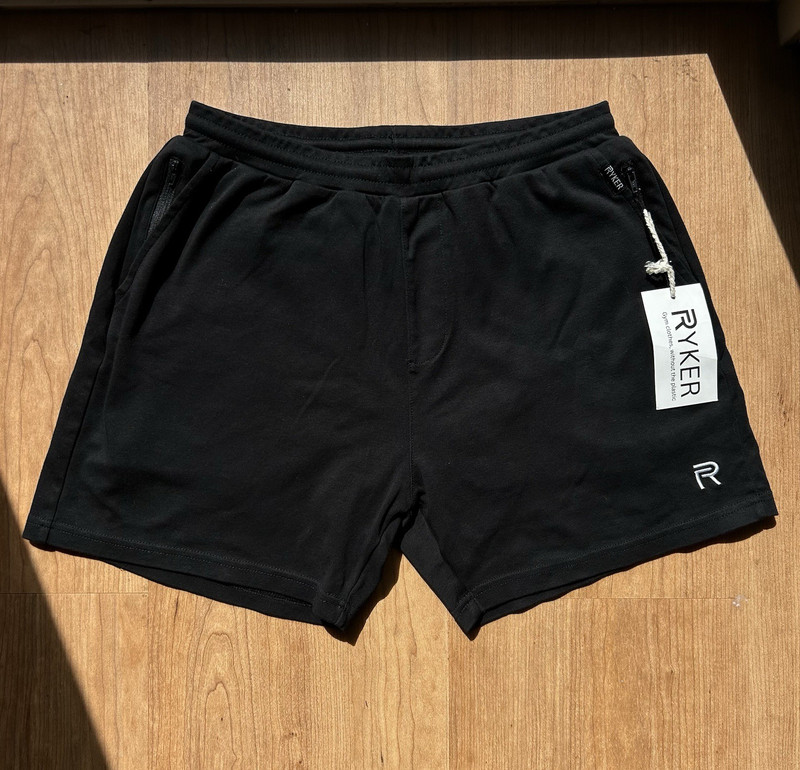 RYKER The Apex Short Men’s Large Black 5.5″ Organic Cotton Merino Wool NWT