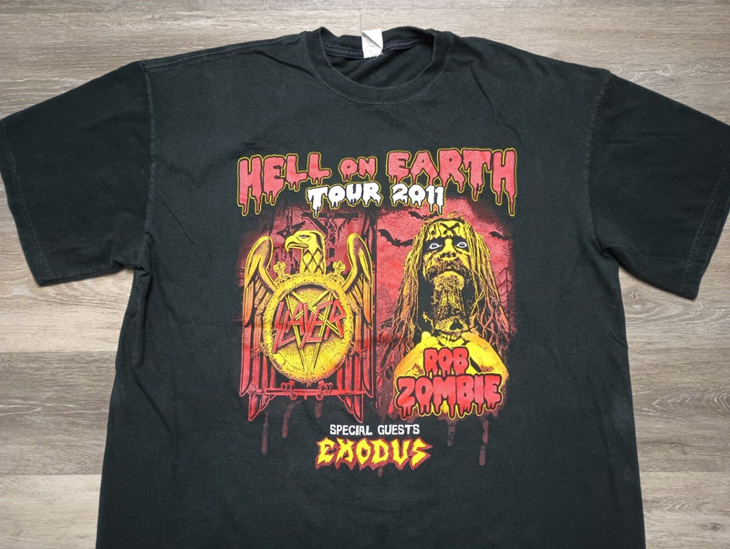 Slayer Rob Zombie T Shirt Y2K 2011 Hell on Earth Tour XXL Heavy Metal rock band