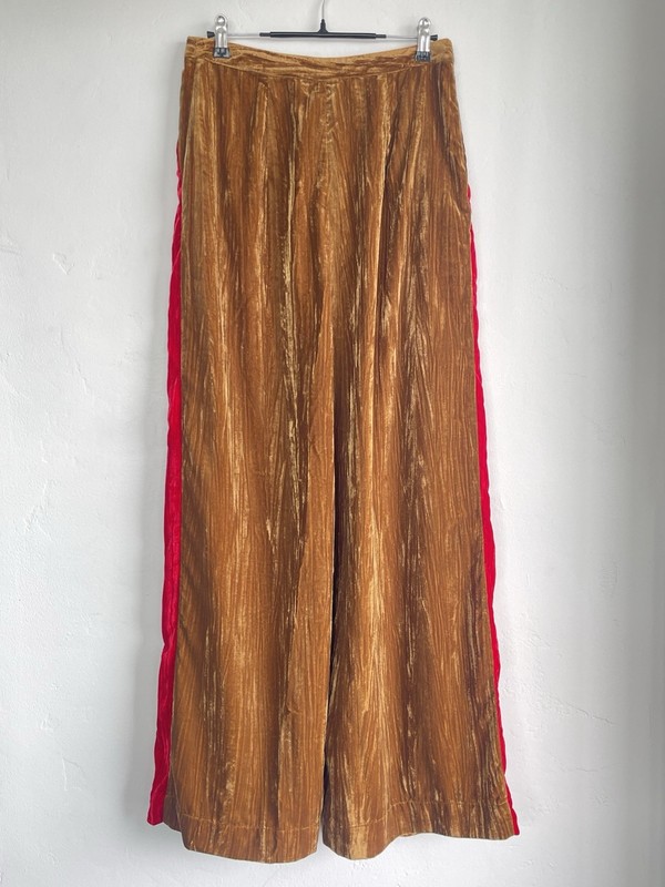 FARM RIO Side Stripe Ribbed Velvet Pant Anthropologie Wide Leg Corduroy Trousers gallery