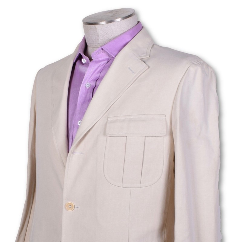 NWT Belvest Ivory 100% Cotton Three Button Center Vent Sportcoat 40 40r