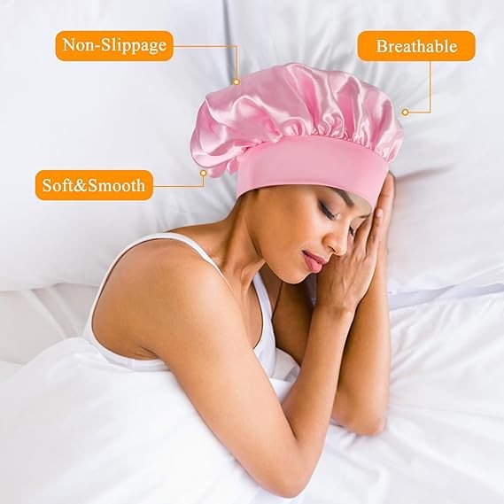 Satin Bonnet Silk Hair Bonnet Adjustable Bonne for Sleeping with Tie Band LOT gallery