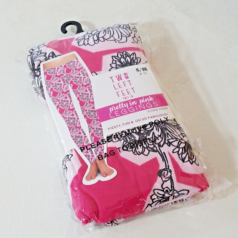 Two Left Feet, S/MD (4-10), PRETTY IN PINK LEGGINGS, New, Flower Power