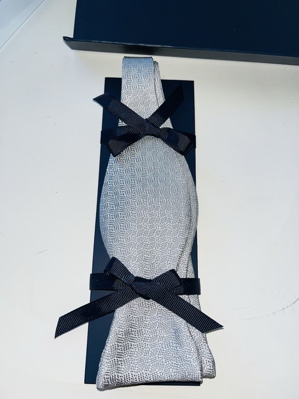 DAVID DONAHUE Bow Tie Mens Silver Jacquard Silk Self-Tie Adjustable $105