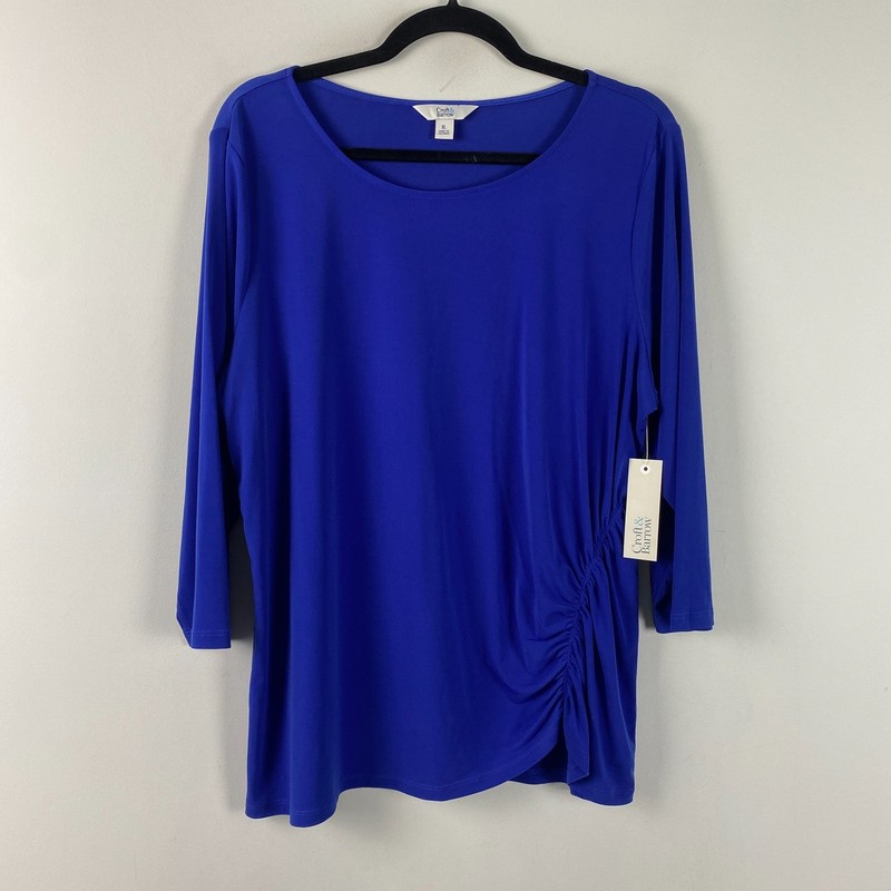 Croft & Barrow 3/4 Sleeve Top Size XL Blue Stretch Ruched
