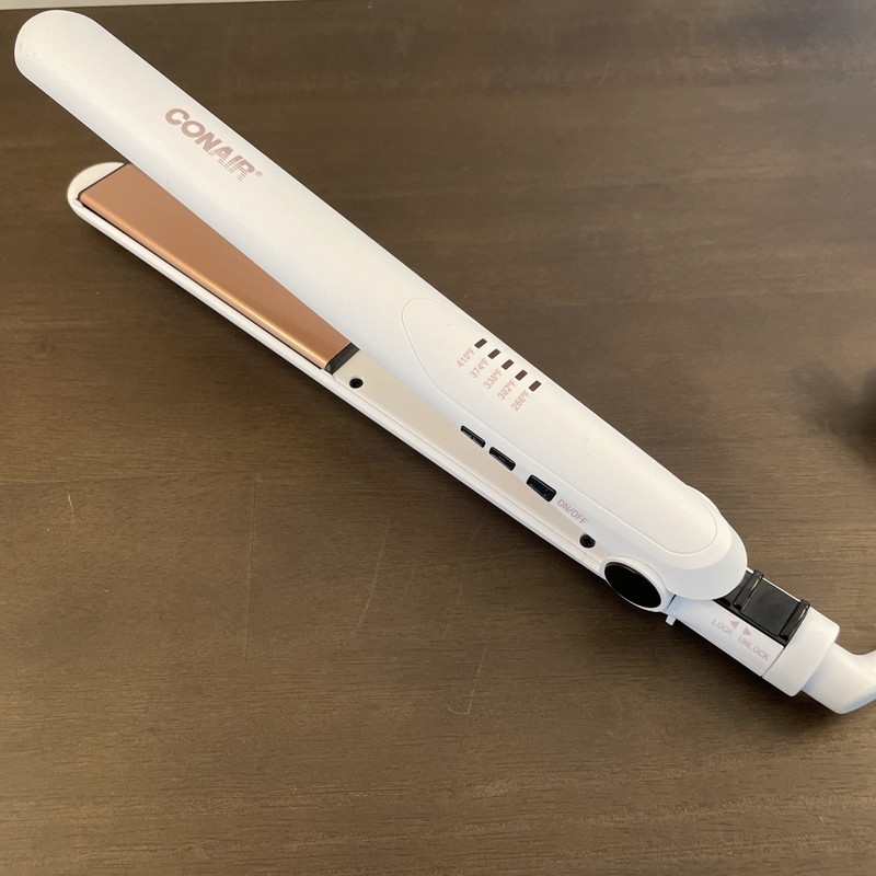 Conair Double Ceramic Flat Iron White/Rose Gold Hair Straightener Styling Salon