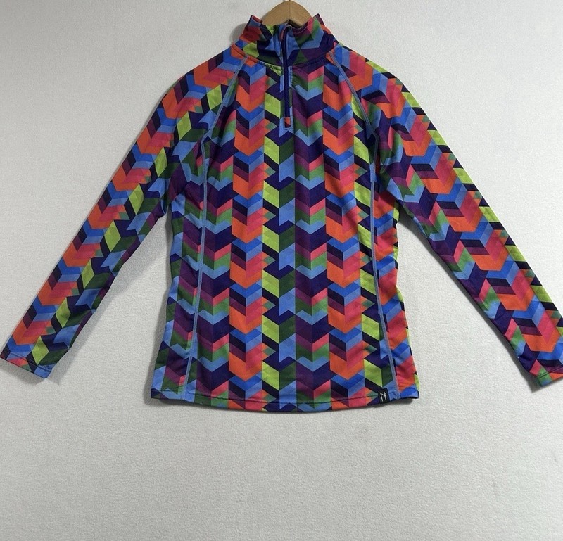 Neve 1/4 Zip Colorful Base Layer Top Womens Geometric Ski Hike Outdoor M gallery