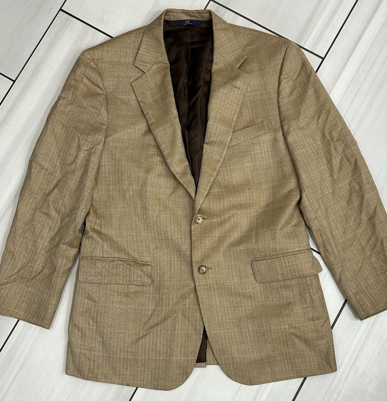 BROOKS BROTHERS Vintage Silk Tri-Blend Windowpane Herringbone Jacket Size 40 R