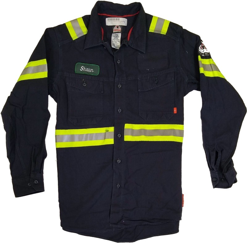 Used Flame Resistant FR Hi Vis Reflective Work Shirts Bulwark Carhartt and other gallery