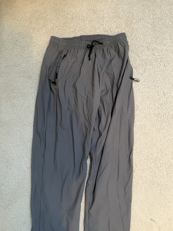 Jogger Pants Gray 80% Polyamide Drawstring Pockets Tapered Men’s Large