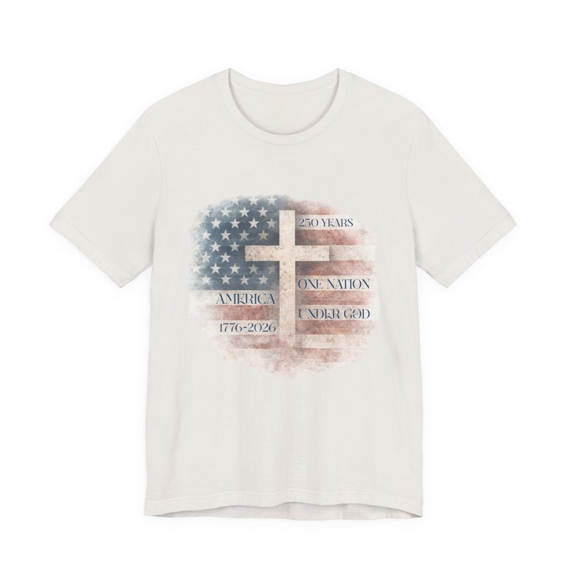 Christian Cross American Flag Tee | One Nation Under God 1776-2020 USA July 4th