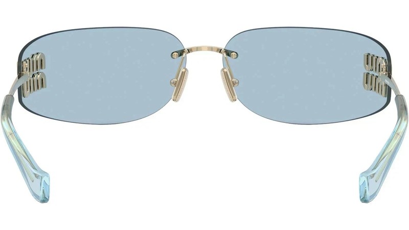 Miu Miu MU A51S ZVN10P Gold Light Blue Lens Women Wrap Sunglasses New! gallery