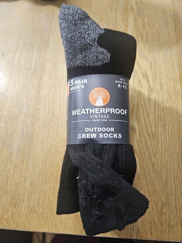5-Pair Weatherproof Men's Wool Blend Outdoor Crew Socks. Shoes size: 10-12 gallery