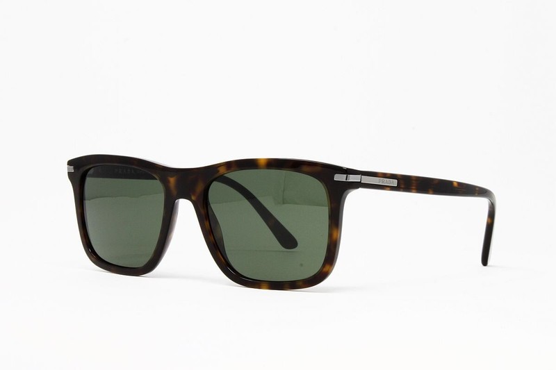 Prada Sunglasses Men’s Square PR18WS 2AU0B0 Tortoise S53mm Green Lens NEW!