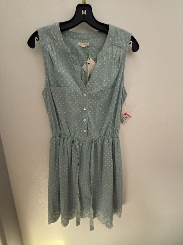 Under Skies Polka Dot Sleeveless Button Down Dress Size M