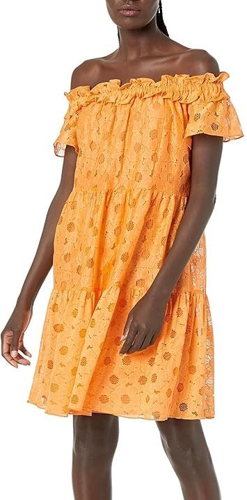 Trina Turk Mango Tango Margery Dress Lace Off the Shoulder Babydoll Girlhoodcore