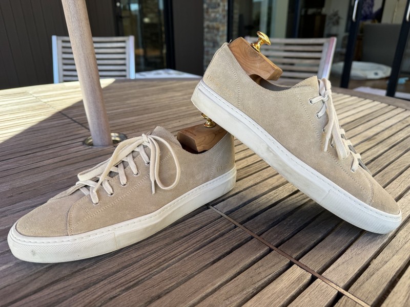 Common Projects Achilles Low Suede Beige Mens Sneakers EU 42 US 9 Made In Italy gallery