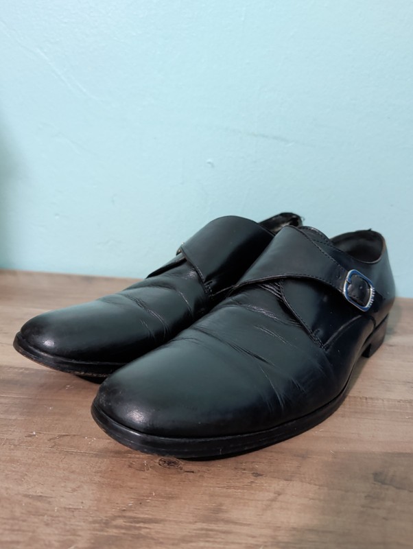 Hugo Boss Black Leather Single Monk Strap Dress Shoes Men’s Size 10.5 Luxury