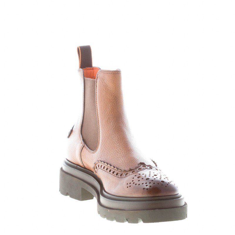 SANTONI men's shoes Chelsea ankle boot hammered leather brown gradient gallery