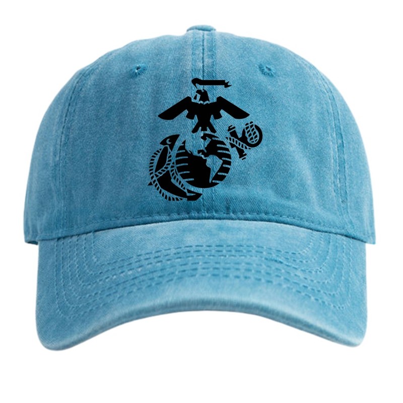 USMC Eagle Globe Anchor Washed Baseball Cap Adjustable Marine Corps Tribute Hat gallery
