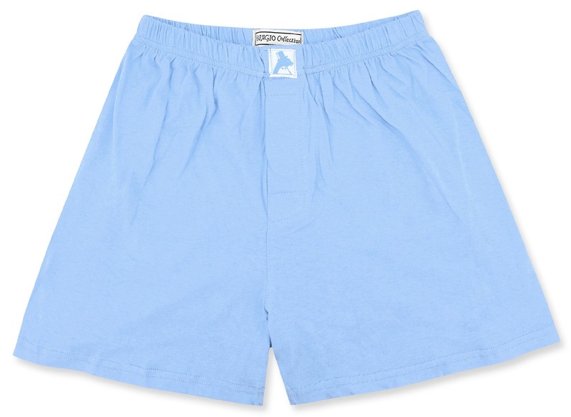 Biagio Mens Solid Baby Blue Color BOXER 100% Knit Cotton Shorts