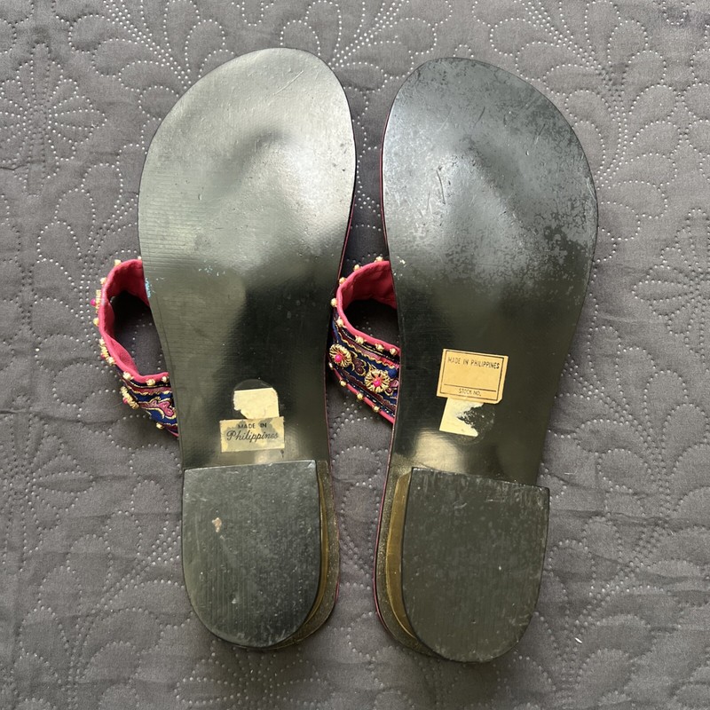 Exclusive Ethnic Fuchsia Handcrafted Bejeweled Sandals SZ 9 Made in Pakistan gallery
