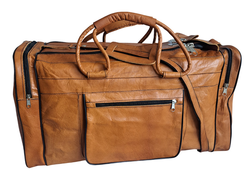 Genuine Leather Duffle Bag 53cm Cognac Gym Bag Sports Bag Handmade Travel Bag