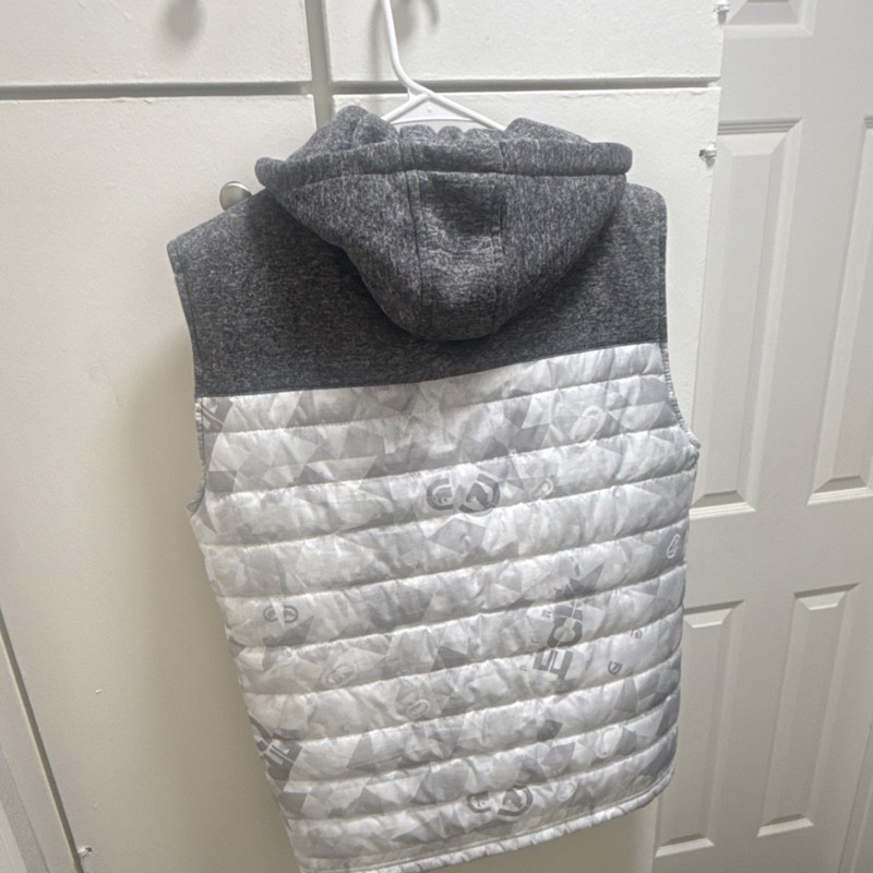 Ecko Unltd. Hooded Puffer Vest Gray White Full Zip Logo Men's Size S gallery