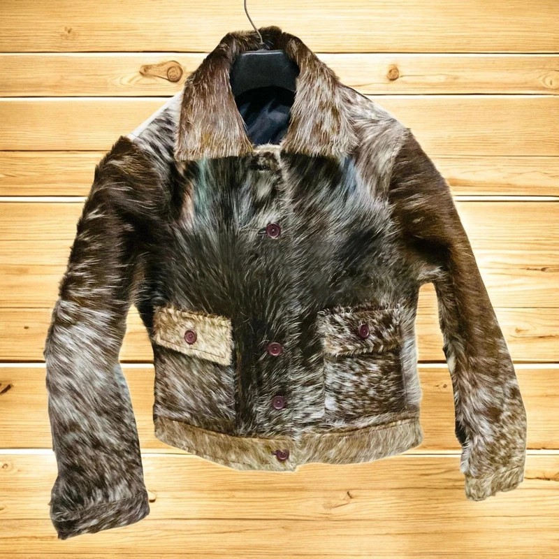 Men’s Real Cowhide Leather Jacket Hair-On Fur Natural Cow Skin Western jacket