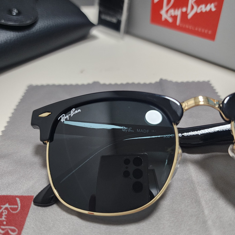 Ray-Ban RB3016 Sunglasses Clubmaster Classic Black Frame Glass Gray Lens 51 mm gallery