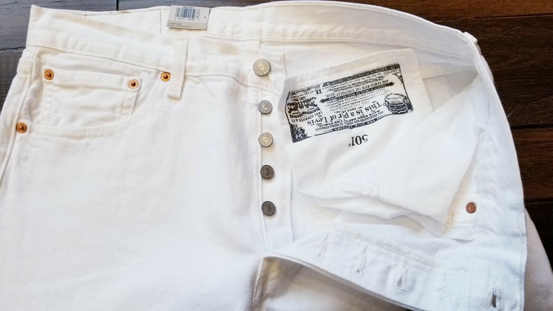 Levi's 501 Original Fit Mens Jeans 33X32 White W33L32 Levis 100% Cotton #0651 gallery