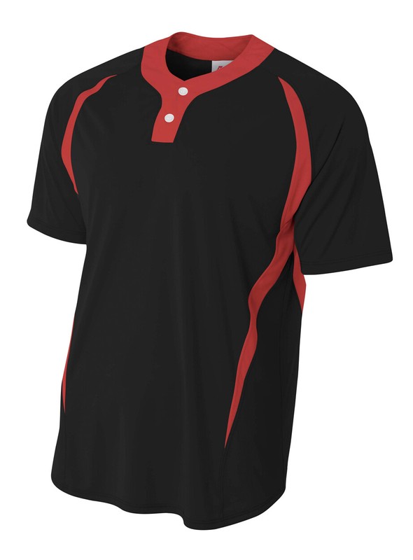 A4 Mens 4oz Micro Poly Interlock 2-Button Short Sleeves Color Block Henley N4229
