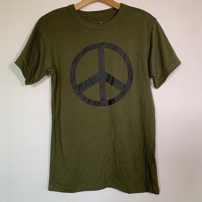 Peace Sign Classic Dark Green Graphic Shirt Sz S