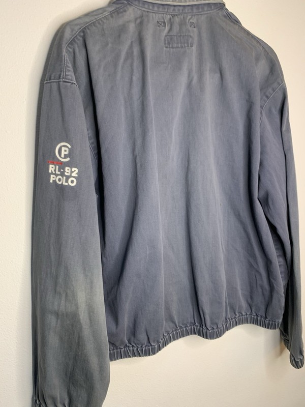 Distressed Polo Ralph Lauren Blue Full Zip Harrington Jacket Mens m Pockets Logo gallery