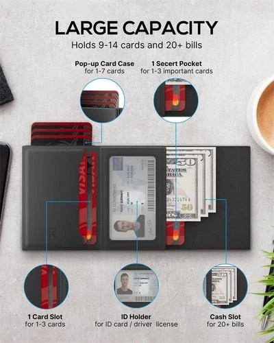 Mens Wallet Card Holder Slim Minimalist Wallet for Men Pop Up RFID Blocking gallery