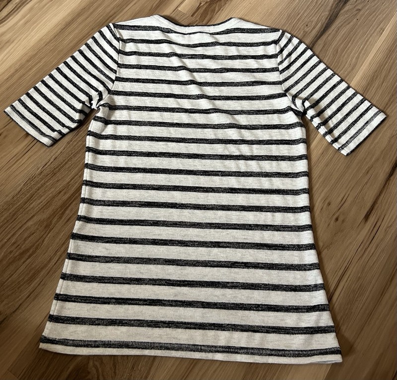rag & bone Black & White Striped Knit Stretch Crew Neck Short Sleeve Top S/P gallery