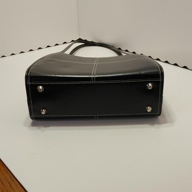 PRADA Milano Black Shoulder Bag Zip Closure Silver Hardware Logo Bottom Studs gallery