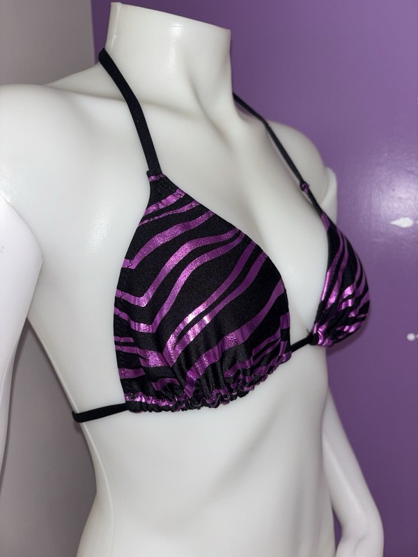 Metallic Zebra Rave / Dancewear Top Size Large Purple & Black Brand New gallery