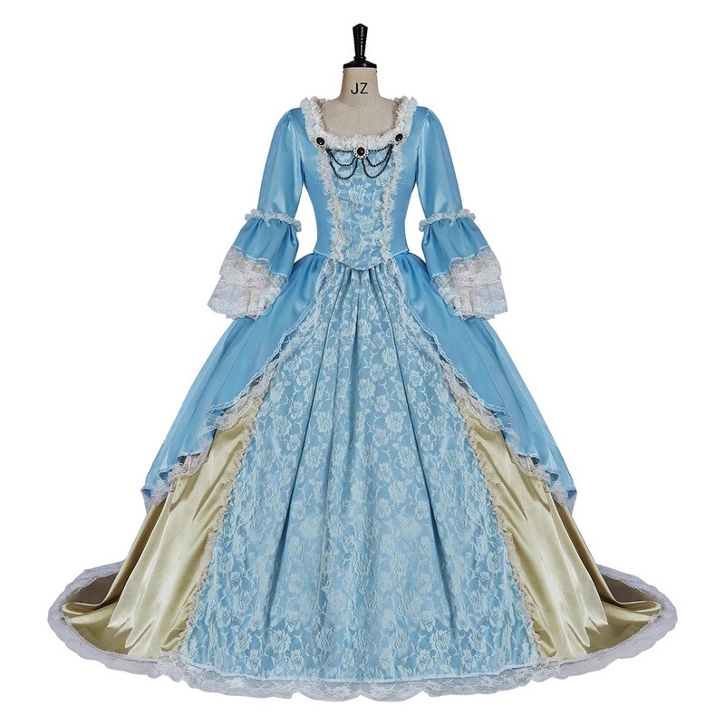 Blue Rococo Victorian Ball Gown 18th Century Marie Antoinette Costume Dresses