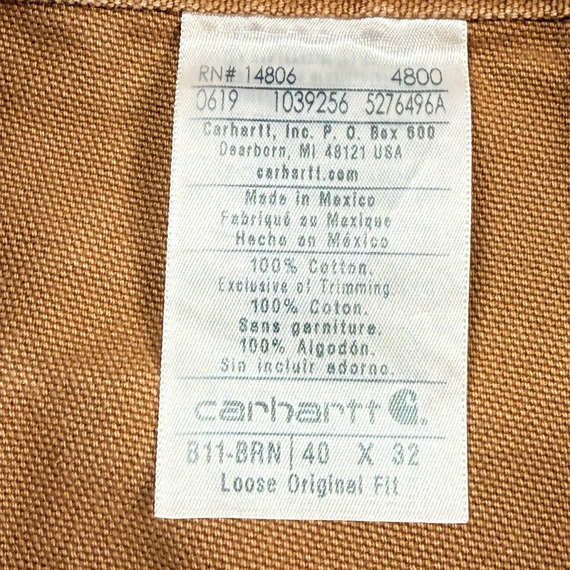 Carhartt B11 BRN Washed Duck Work Dungaree Pants Mens 38x32 Loose Original Fit gallery