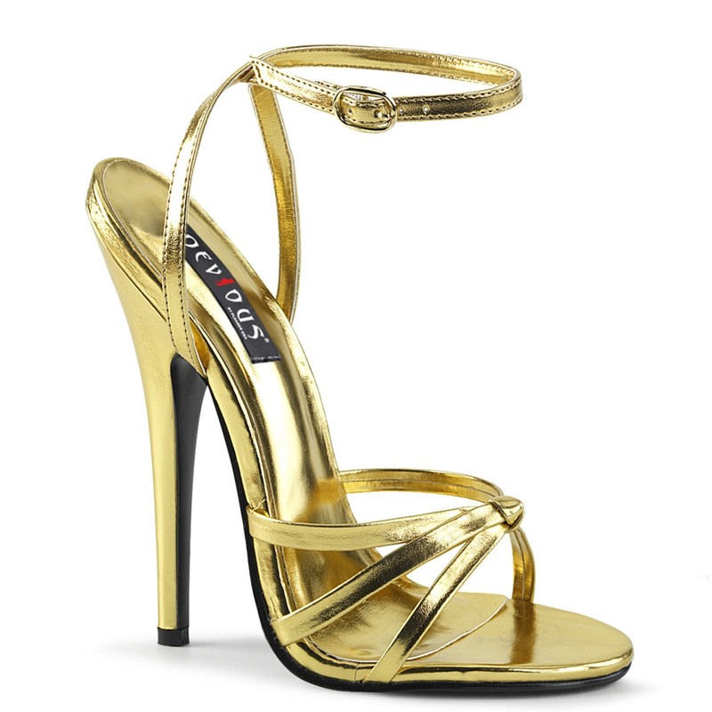 PLEASER GOLD METALLIC WRAP KNOTTED 6″ HEEL SANDAL WOMEN’S Sz 5 6 15 16