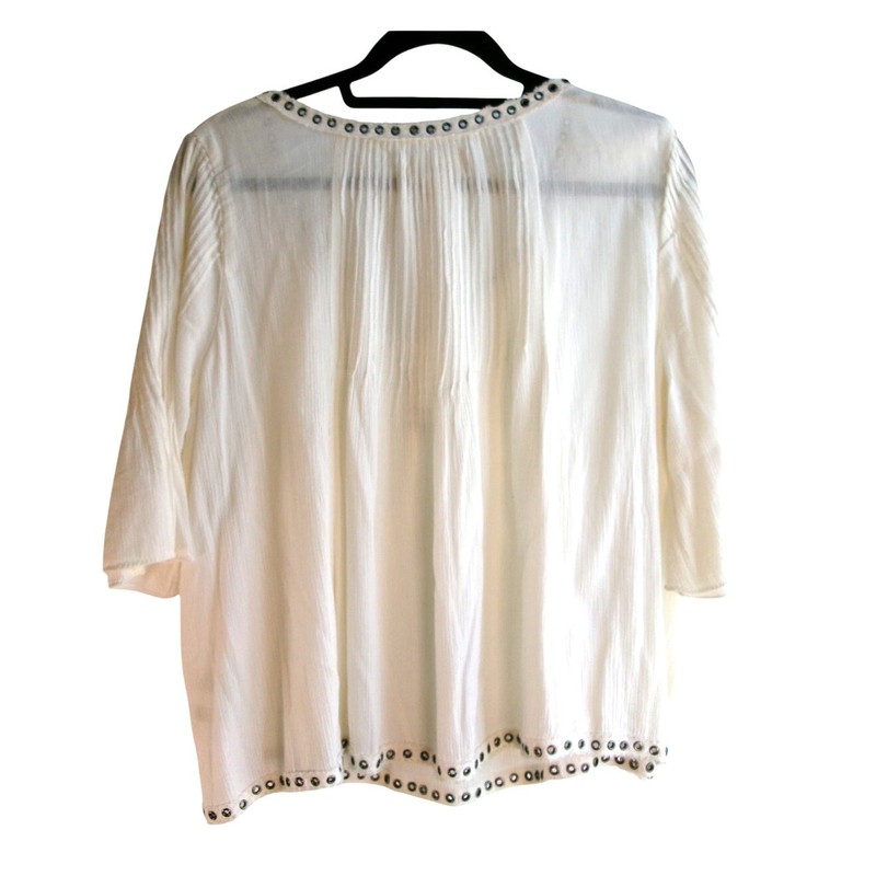 Denim & Supply Ralph Lauren Studded Peasant Top Ivory XL Boho gallery