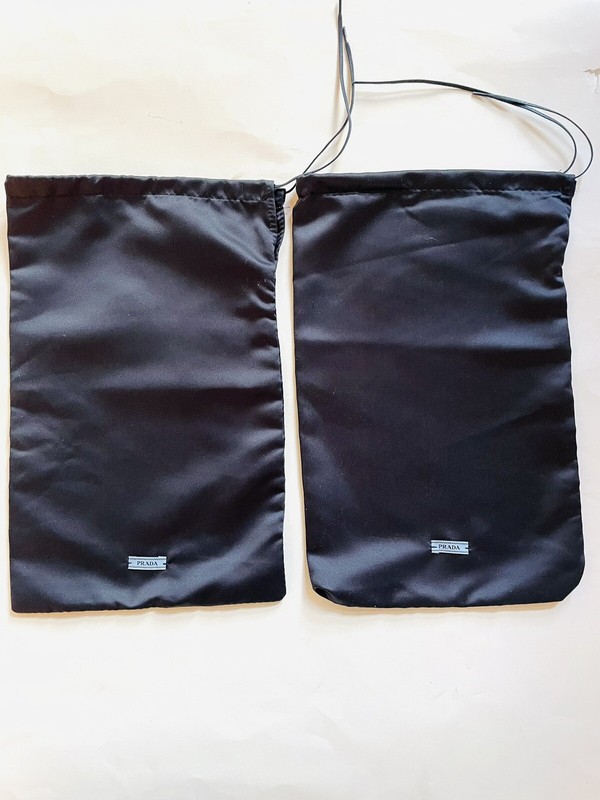 Prada 2 Navy Blue Satin Dust Bags Drawstring Pouch 8.5″ x 13”for Shoes