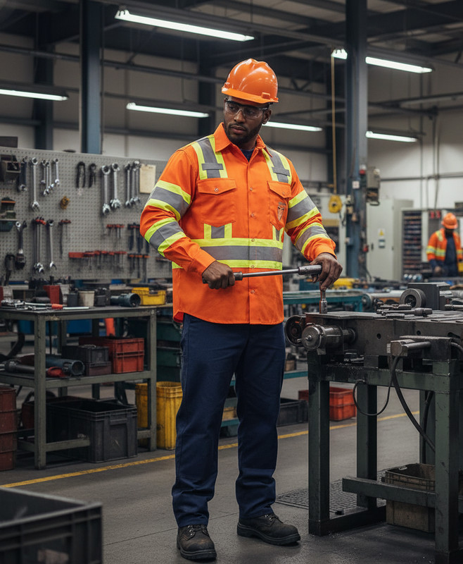 Premium Class 3 High Visibility Hi Vis Safety Shirt - Half Sleeve-65% C35% N-6oz gallery