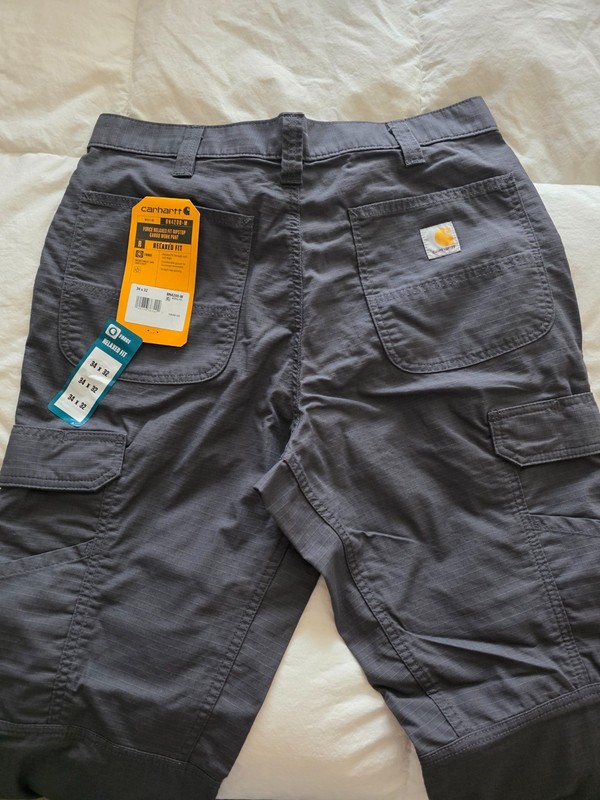 Carhartt Force Relaxed Fit Ripstop Cargo 34/32 Work Pants Mens Gray BN4200-M
