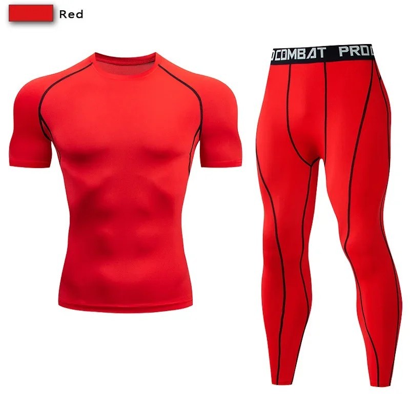 2Pcs Men Compression Sportswear Suit Elastic Training Yoga Sets Fitness Clothing gallery